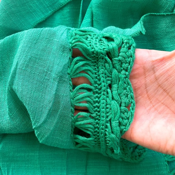 🌾 BOHO GREEN CROCHET VNECK BEACH COVERUP! - Picture 7 of 7